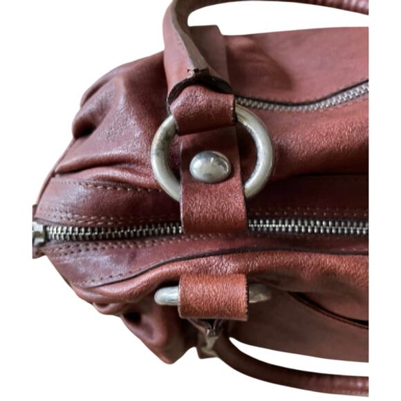 Sundance Genuine Leather Brown Tote Shoulder Satchel Hobo Handbag Boho Chic - Picture 10 of 12